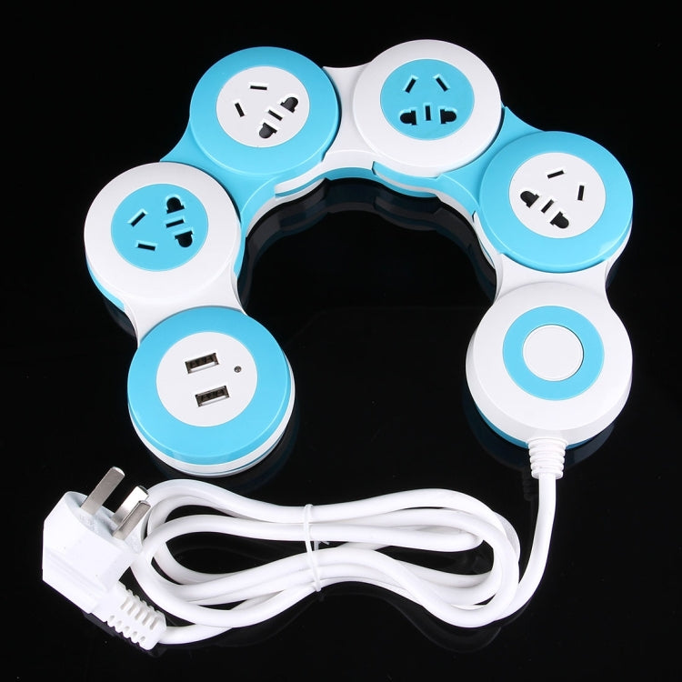 Rotatable Wreath Shape Power Socket Adapter Converter with 4 US / AU / EU Plug Supply Hubs & 3.8A Dual USB Ports