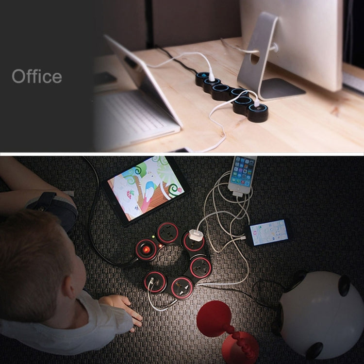 Universal Rotatable Wreath Shape Power Socket Adapter Converter with 5 UK / US / AU / EU Plug Supply Hubs
