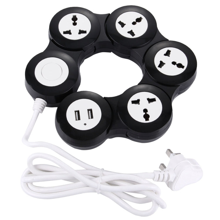 Universal Rotatable Wreath Shape Power Socket Adapter Converter with 4 UK / US / AU / EU Plug Supply Hubs & 3.8A Dual USB Ports