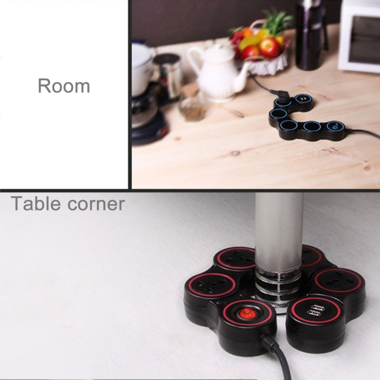 Universal Rotatable Wreath Shape Power Socket Adapter Converter with 4 UK / US / AU / EU Plug Supply Hubs & 3.8A Dual USB Ports