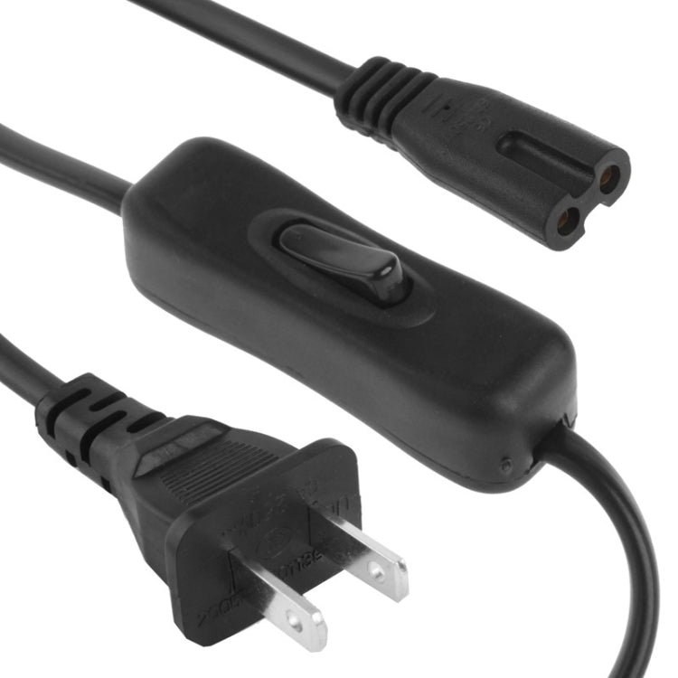 2 Prong Style US Plug AC Power Cord with 304 Switch, Length: 3m  - Black