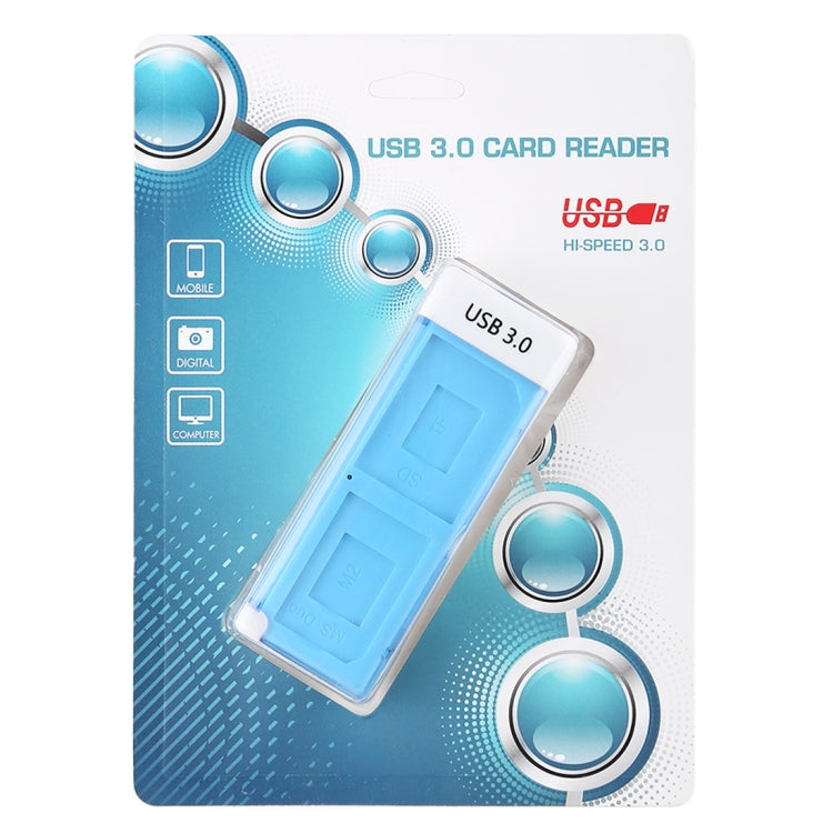 BYL-3122 5Gbps SD / TF / M2 / MS to USB 3.0 Memory Card Reader with SD / TF / M2 / MS Cards Case