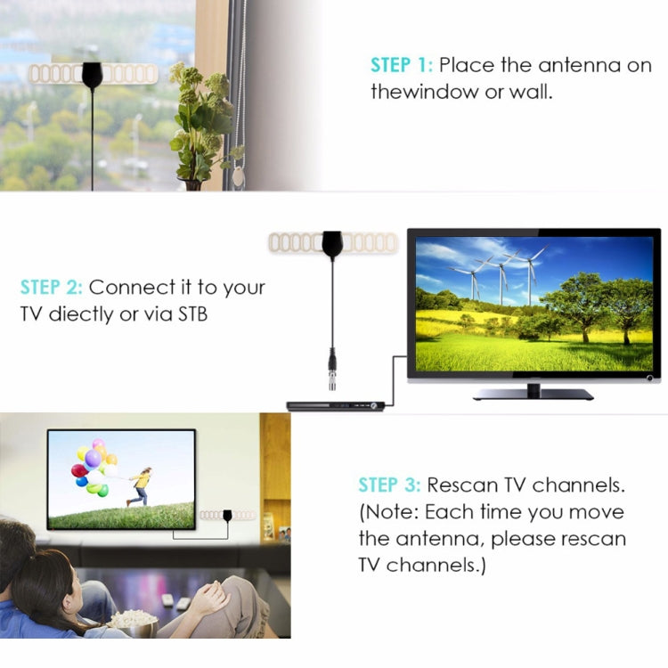 25 Miles Range 20 dBi High Gain Amplified Digital HDTV Indoor TV Antenna with 3.7m Coaxial Cable