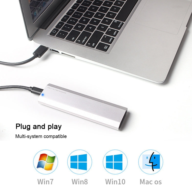 USB-C / Type-C to M.2 NVME SSD Hard Drive Enclosure, Transmission Rate: 10GB(Silver)