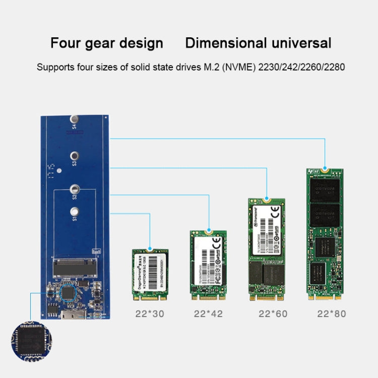 USB-C / Type-C to M.2 NVME SSD Hard Drive Enclosure, Transmission Rate: 10GB(Silver)