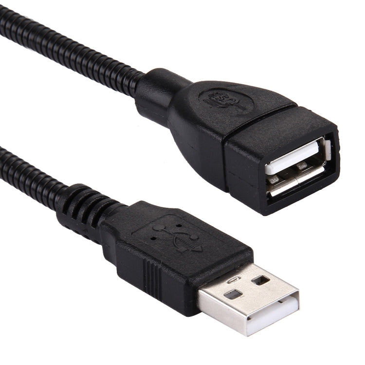 20cm USB 2.0 Female to USB 2.0 Male Metal Soft Hose Adapter Cable(Black)