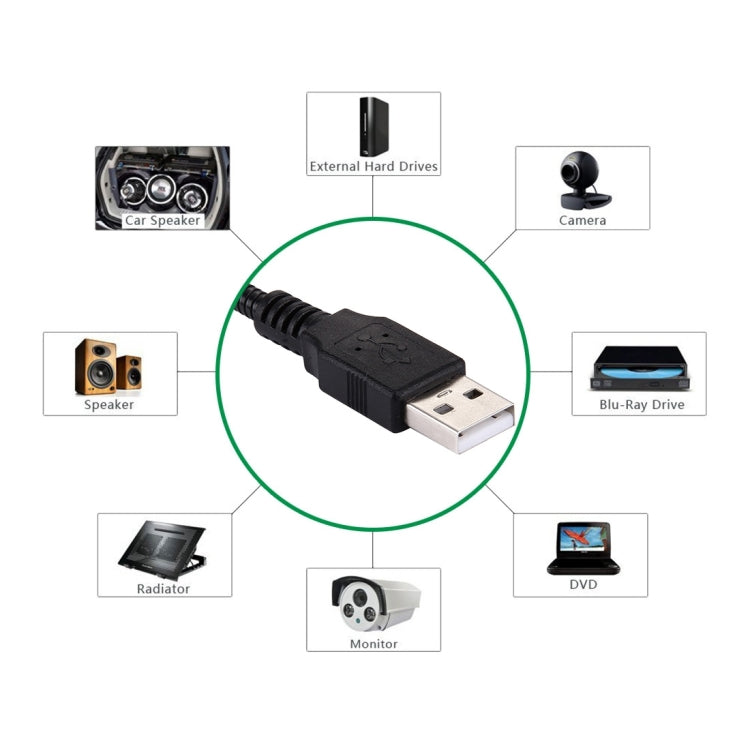 20cm USB 2.0 Female to USB 2.0 Male Metal Soft Hose Adapter Cable(Black)