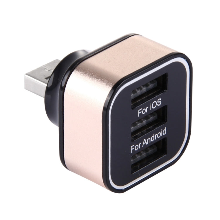Single USB 2.0 to 3 USB 2.0 Adapter (Black+Gold)