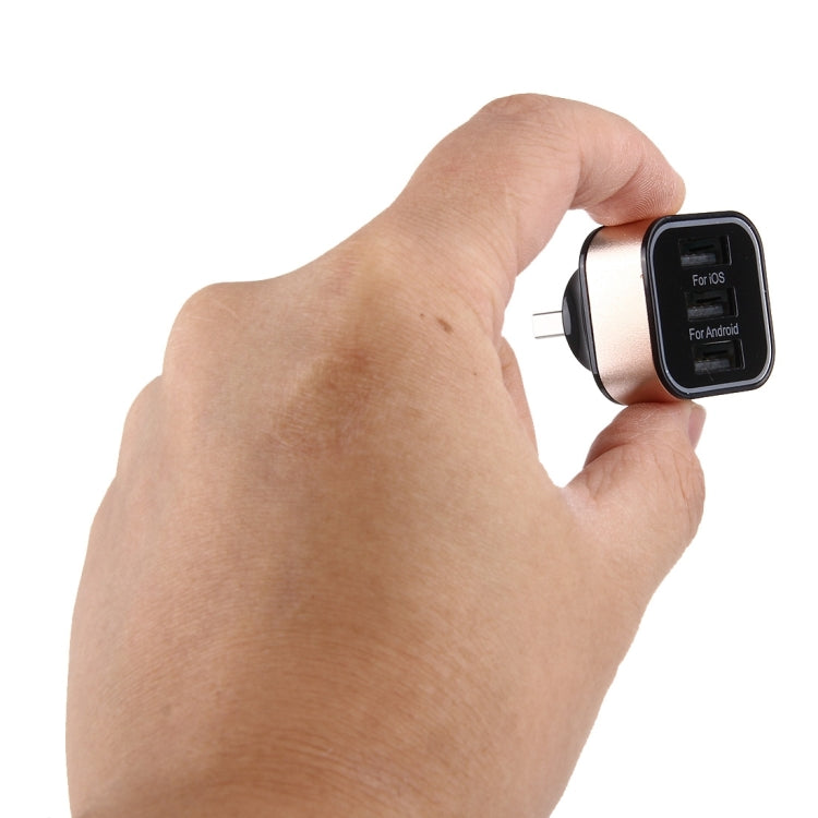 Single USB 2.0 to 3 USB 2.0 Adapter (Black+Gold)
