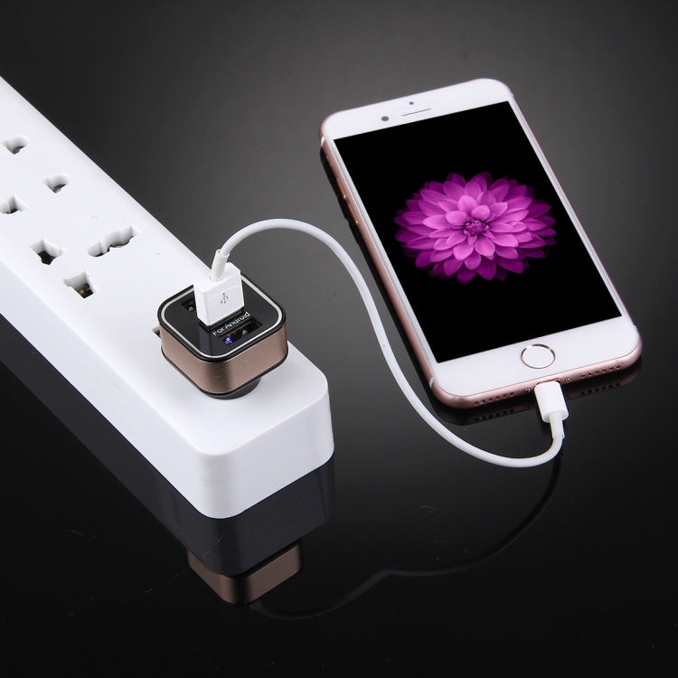 Single USB 2.0 to 3 USB 2.0 Adapter (Black+Gold)