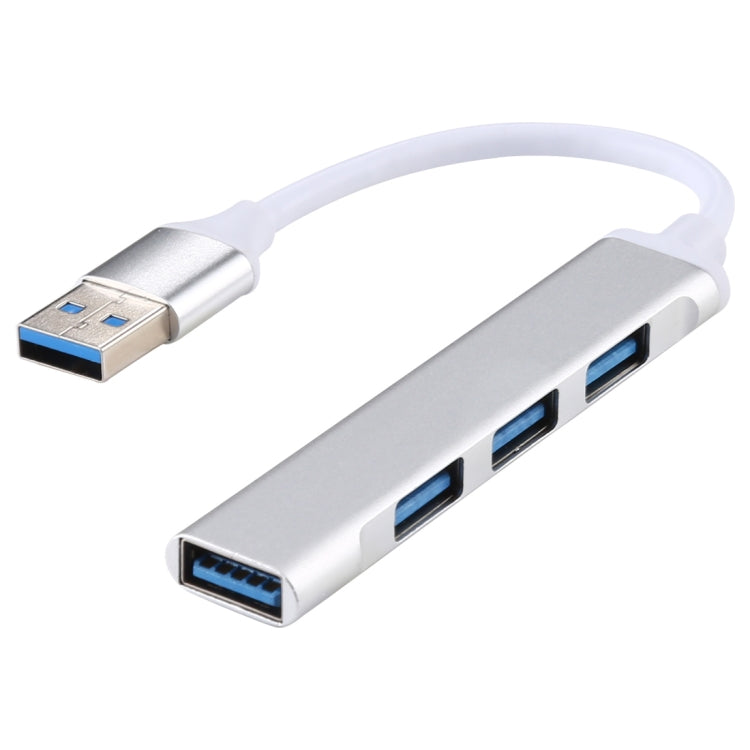 A-809 USB 3.0 + 3 x USB 2.0 to USB 3.0 Aluminum Alloy HUB Adapter(Silver)