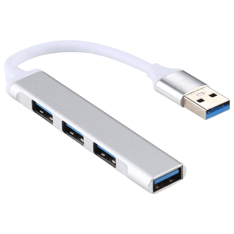 A-809 USB 3.0 + 3 x USB 2.0 to USB 3.0 Aluminum Alloy HUB Adapter(Silver)