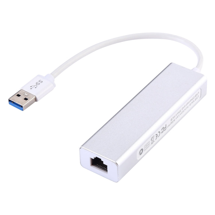 Aluminum Shell 3 USB3.0 Ports HUB + USB3.0 10 / 100Mbps Ethernet Adapter
