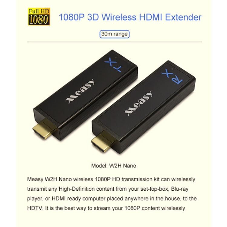 Measy W2H Nano Full HD 1080P 3D Wireless HDMI Extender, Transmission Distance: 30m