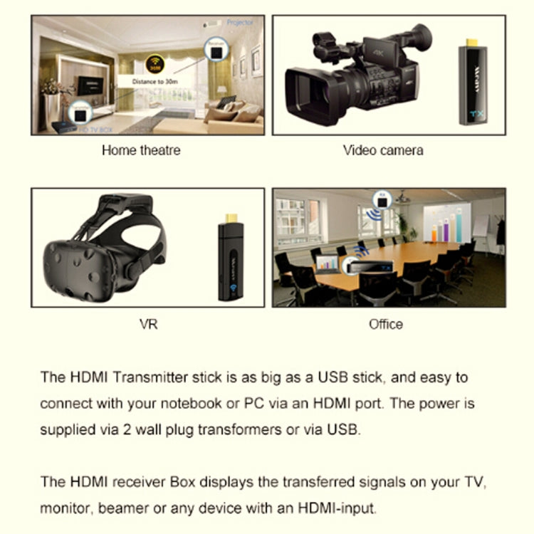 Measy W2H Nano Full HD 1080P 3D Wireless HDMI Extender, Transmission Distance: 30m