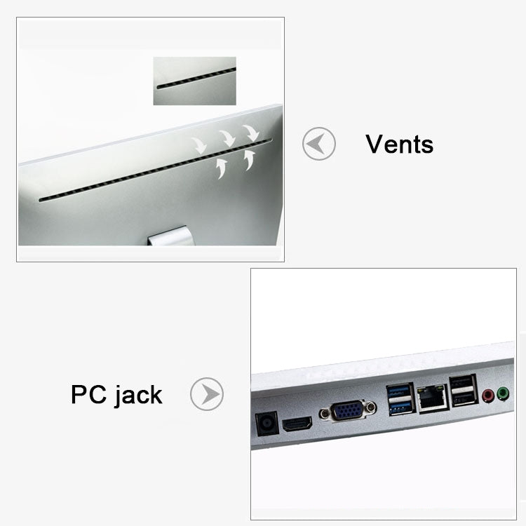 Y105 Desktop Computer PC, 23.8 inch, Celeron_J1900, 4GB+64GB, Windows 10, Intel HD Graphics Celeron_J1900 Quad Core 2.8~3.8GHz, WiFi, RJ45(Silver)