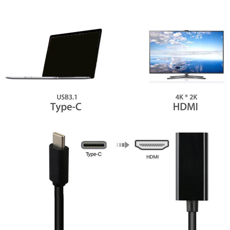 DNX-1 Mini Portable USB 3.1 USB-C/Type-C to HDMI HD 4K Conversion Cable(Black)
