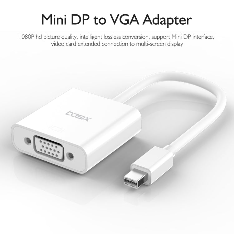 basix D9 Mini DP to VGA Converter, Cable Length: 15cm (White)