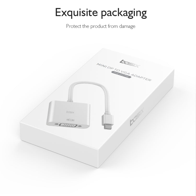 basix D9 Mini DP to VGA Converter, Cable Length: 15cm (White)