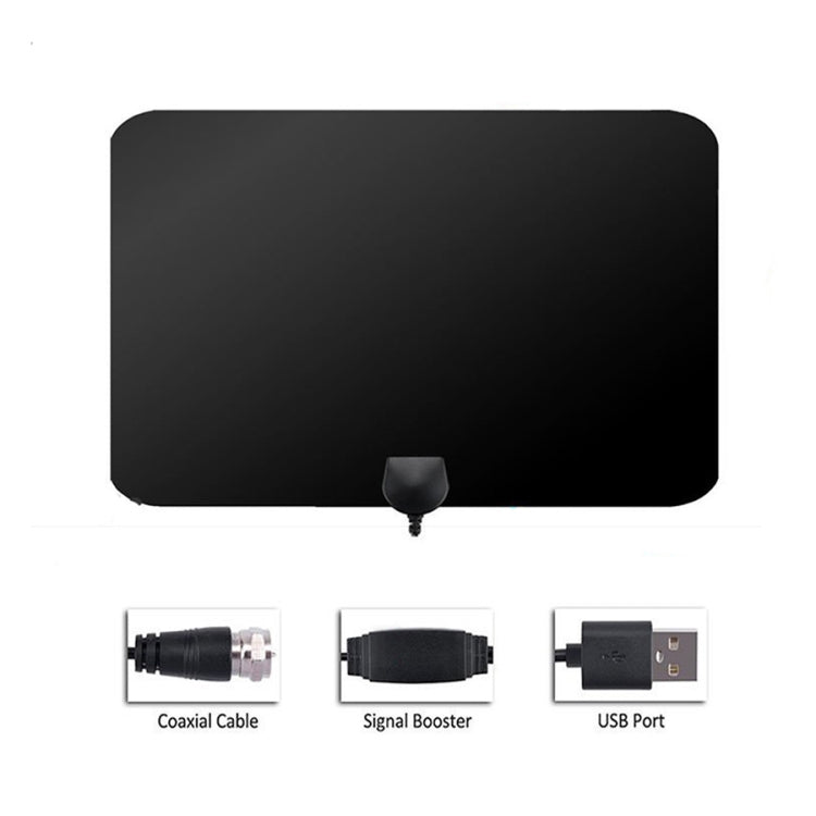 60 Miles Range 25dBi High Gain Amplified Digital HDTV Indoor Outdoor TV Antenna with 4m Coaxial Cable & IEC Adapter