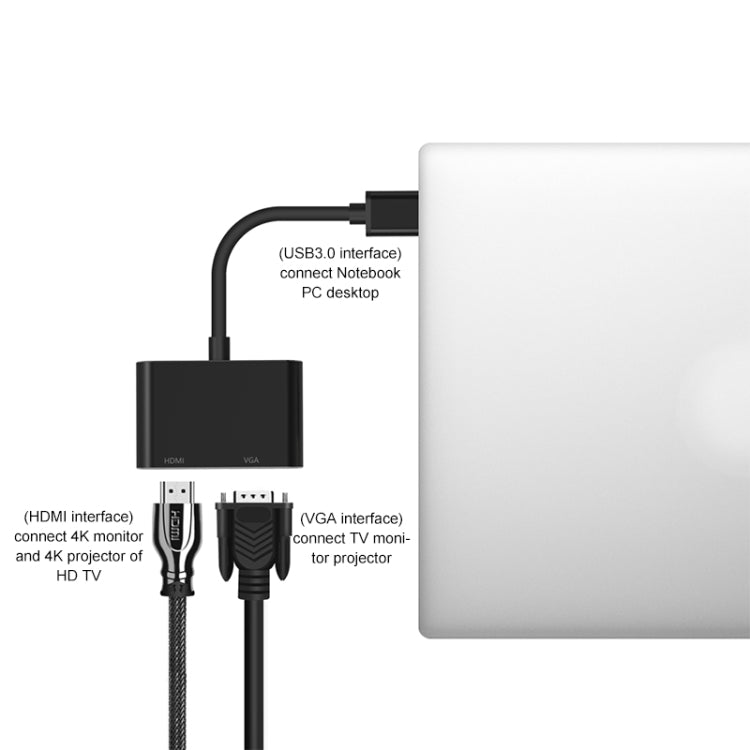 5201B 2 in 1 USB 3.0 to VGA + HDMI HD Video Converter