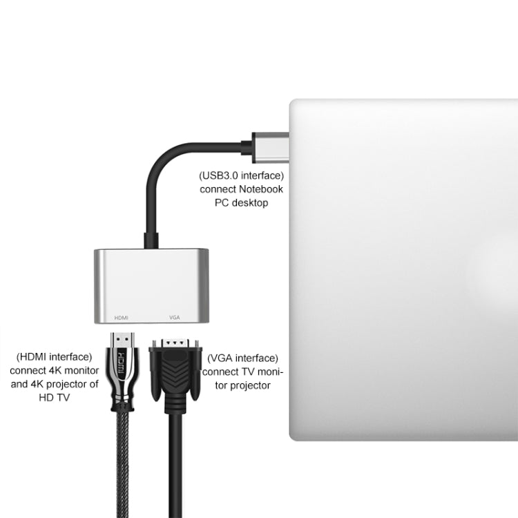 5201B 2 in 1 USB 3.0 to VGA + HDMI HD Video Converter