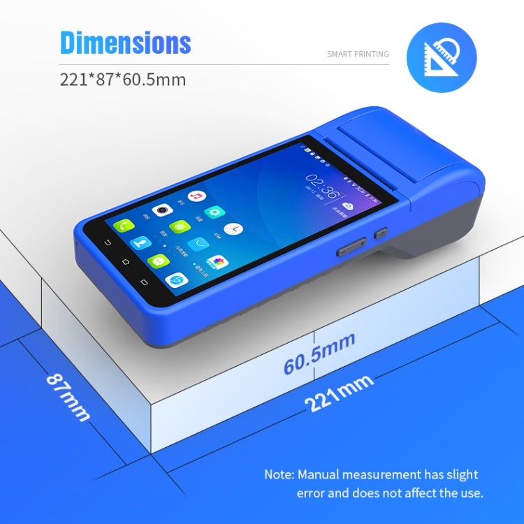 ZJ-6000 58mm PDA Handheld 5.5 inch Barcode Two-dimensional Code Android Smart Scan Code Cash Register Thermal Printing Machine,