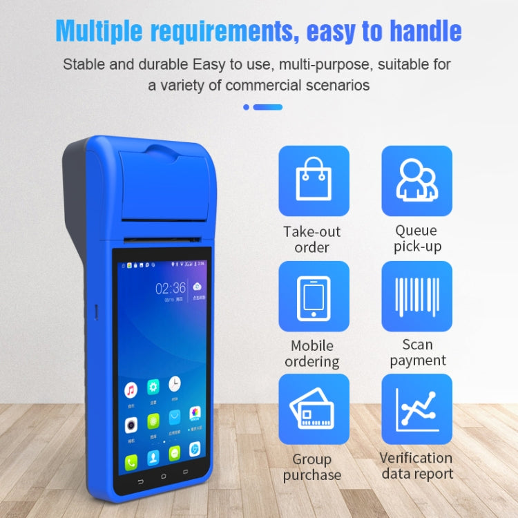 ZJ-6000 58mm PDA Handheld 5.5 inch Barcode Two-dimensional Code Android Smart Scan Code Cash Register Thermal Printing Machine,
