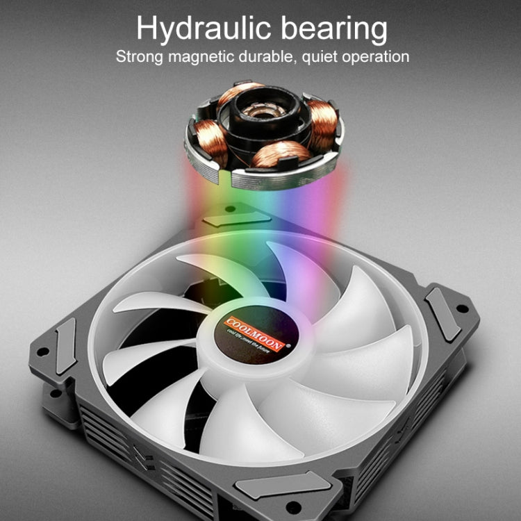 COOLMOON 12 Single Color RGB Light Remote Control Radiator Computer Case Cooler  - Black