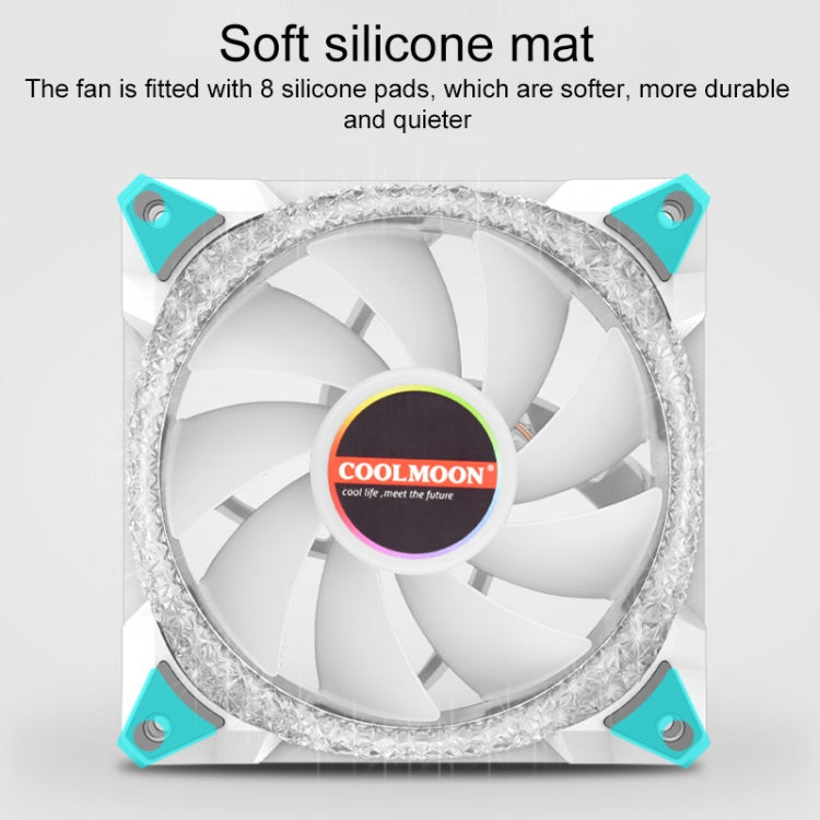 COOLMOON AS2 PWM Controlled Cooling Fan 12CM Dual-aperture Computer Water Cooling ARGB Chassis Fan  - White