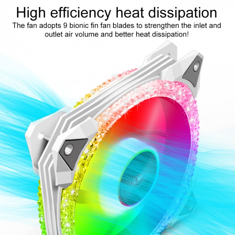 COOLMOON AS2 PWM Controlled Cooling Fan 12CM Dual-aperture Computer Water Cooling ARGB Chassis Fan  - White
