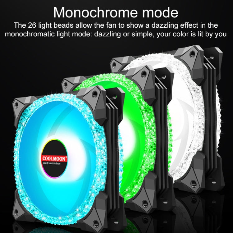 COOLMOON AS2 PWM Controlled Cooling Fan 12CM Dual-aperture Computer Water Cooling ARGB Chassis Fan  - White