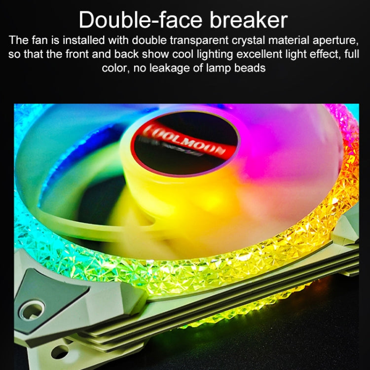 COOLMOON AS2 PWM Controlled Cooling Fan 12CM Dual-aperture Computer Water Cooling ARGB Chassis Fan  - White