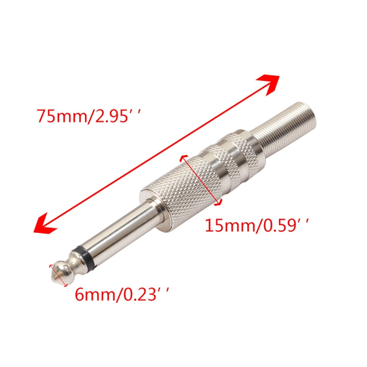 20 PCS 2 Pin 6.5mm Plug Zinc Alloy Welded Type Audio Connector 6.35 Audio Plug