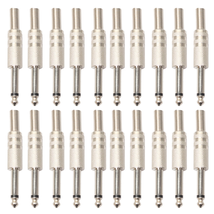 20 PCS 2 Pin 6.5mm Plug Zinc Alloy Welded Type Audio Connector 6.35 Audio Plug