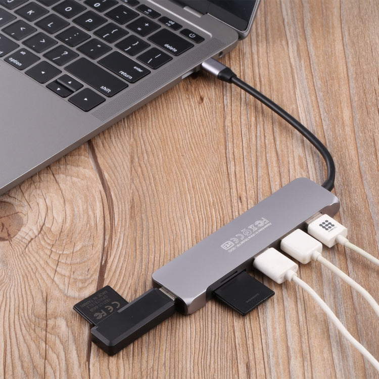 6 In 1 Multi-function Type-C / USB-C Adapter Docking Station