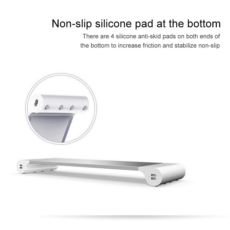 Multifunction Desktop Stand Holder with Four USB Ports for iMac(Silver)