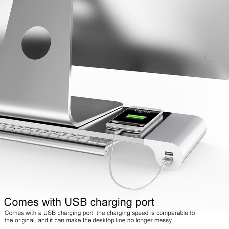 Multifunction Desktop Stand Holder with Four USB Ports for iMac(Silver)