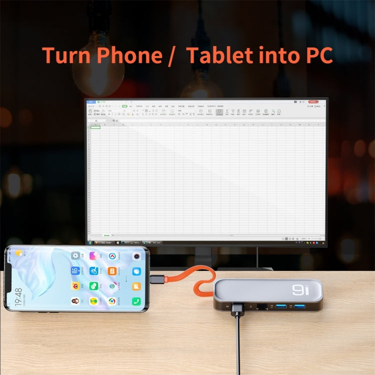 ROCK TR02 9 In 1 Type-C / USB-C to HDMI Multifunctional Extension HUB Adapter (Grey)