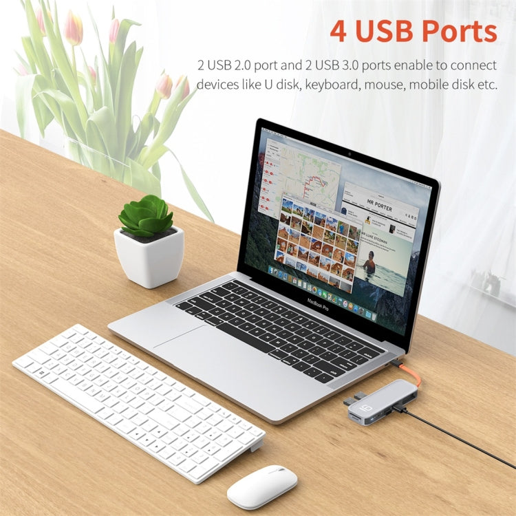 ROCK TR02 9 In 1 Type-C / USB-C to HDMI Multifunctional Extension HUB Adapter (Grey)