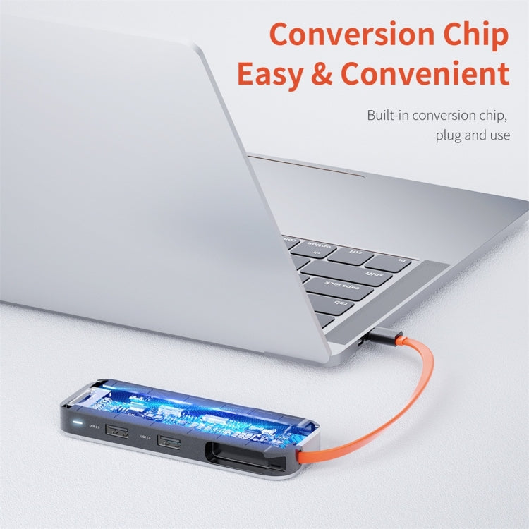 ROCK TR03 8 In 1 Type-C / USB-C to HDMI Multifunctional Extension HUB Adapter (Grey)