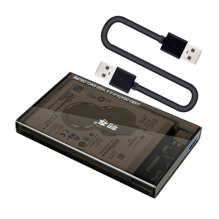 SATA 2.5 inch USB 3.0 Interface Push Cover External Transparent Solid State Drive Enclosure, The Maximum Support Capacity: 3TB