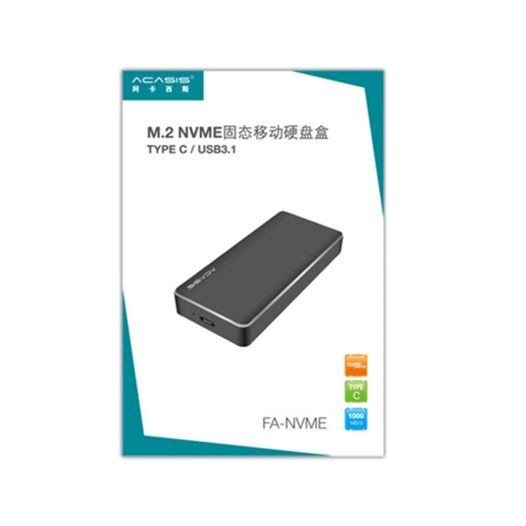 FA-NVME M.2 NVME to USB 3.1 Gen2 USB-C / Type-C Solid State Drive Enclosure, The Maximum Support Capacity: 2TB