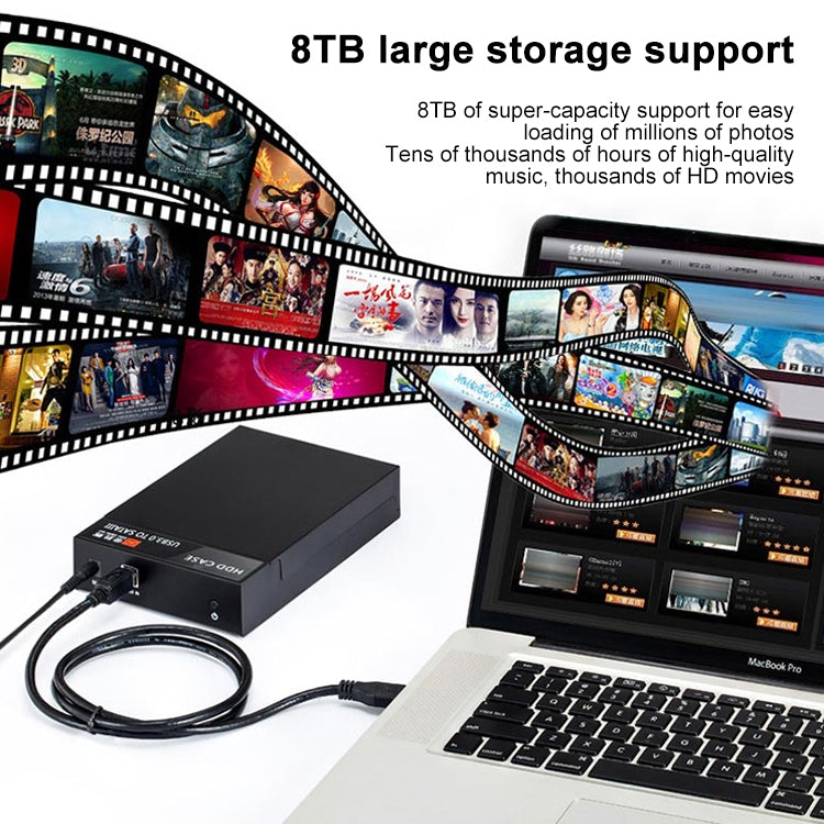 RSH-319 SATA 2.5 / 3.5 inch USB 3.0 Interface Horizontal Type HDD Enclosure, The Maximum Support Capacity: 8TB