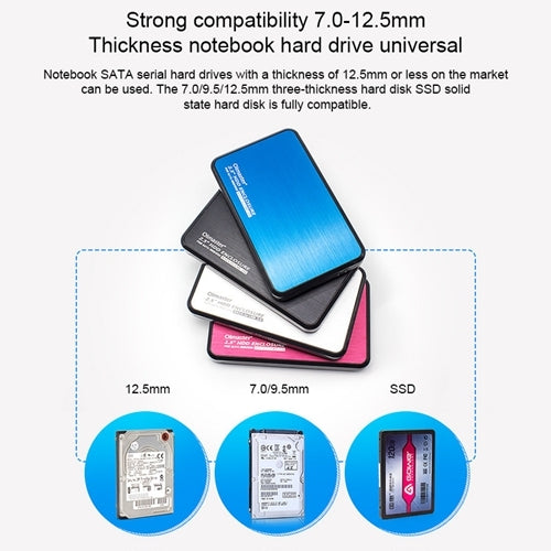 OImaster EB-2506U3 SATA USB 3.0 Interface Aluminum Panel HDD Enclosure for Laptops, Support Thickness: 7.0-12.5mm