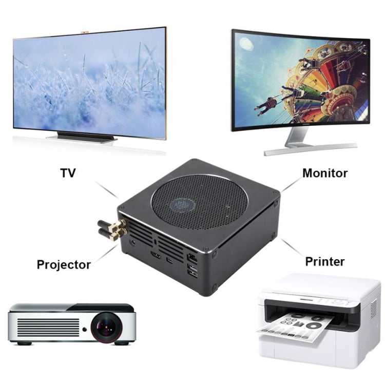 Mini PC for Intel Core 8th Gen i7-8750H 4G + 128G Six Core 2.2-4.1GHz, with Fan & Antenna, Support Bluetooth 4.2 & 2.4G / 5.0G Dual-band WiFi & RJ45 Gigabit Wired Network Card(Black)