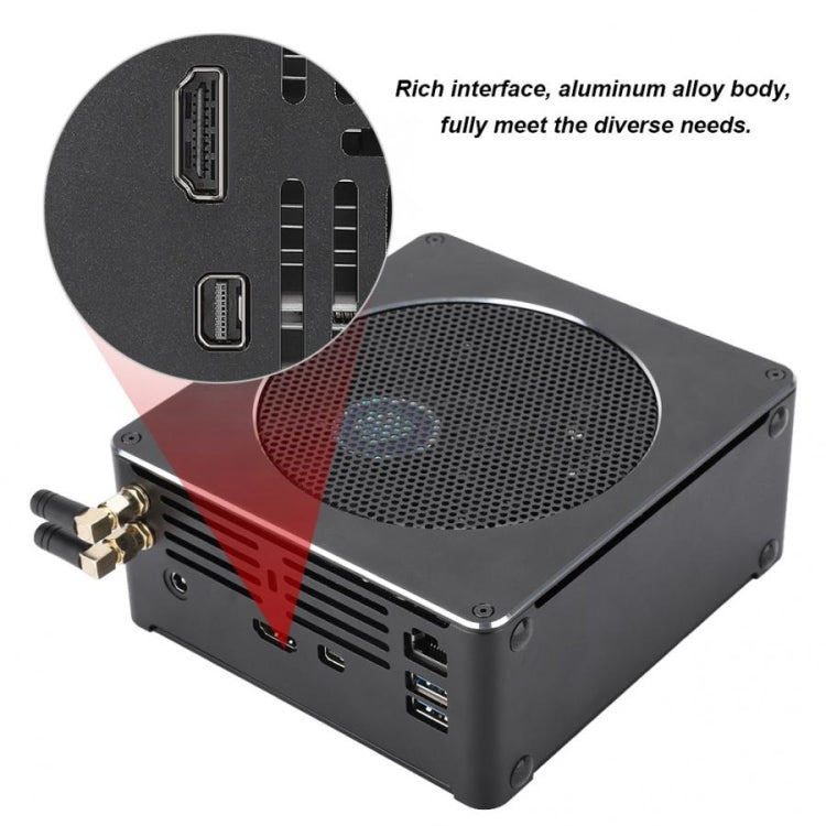 Mini PC for Intel Core 8th Gen i7-8750H 8G+256G Six Core 2.2-4.1GHz, with Fan & Antenna, Support Bluetooth 4.2 & 2.4G / 5.0G Dual-band WiFi & RJ45 Gigabit Wired Network Card(Black)