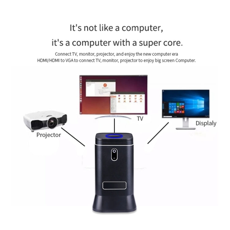 Portable Multifunction Mini PC for Intel 4G+64G, Built-in 2 Megapixel Camera & Sound Absorbing Noise Reduction Microphone, Support Voice Communication & 4K Ultra Clear Video Interactive & Speaker(Black)