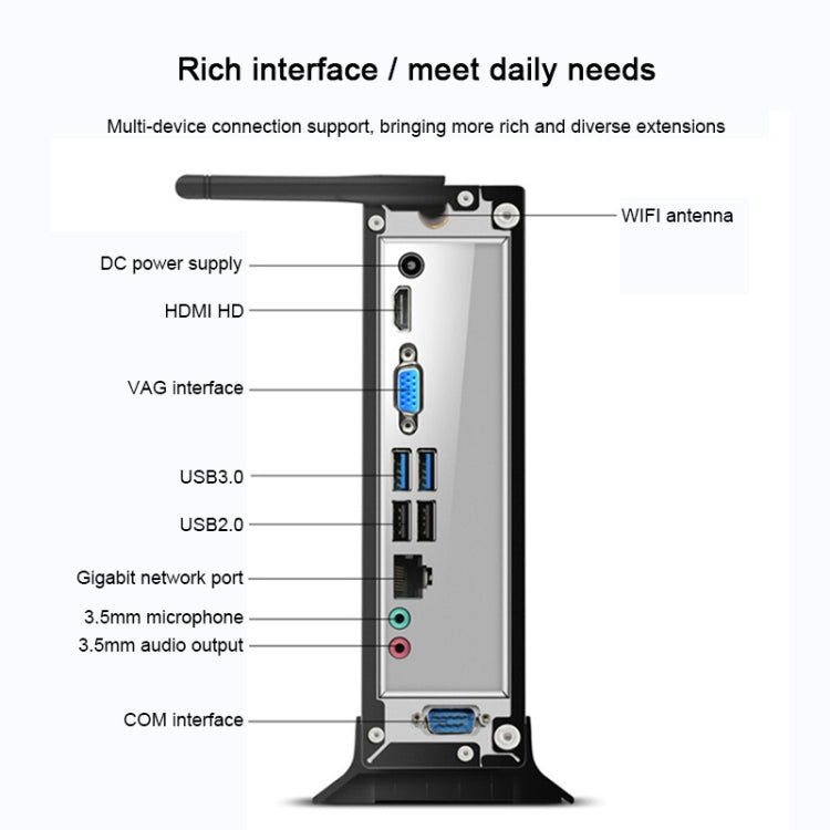 Yowxii X1 Series 8G+240G G5400 CPU Processor HD 610 GPU Graphics Card Mini PC with WiFi Function(Black)