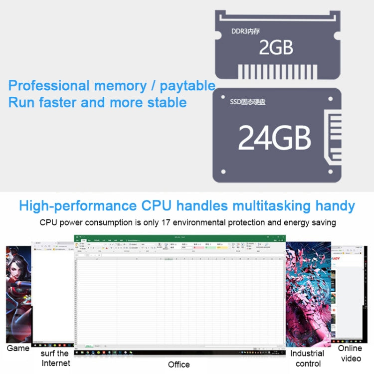 Fanless Mini Industrial Control PC with 6 COM Ports & 6 USB Ports & RJ45 Network Port, 2GB+24GB, Intel Celeron 1037U 1.8GHz(Black)